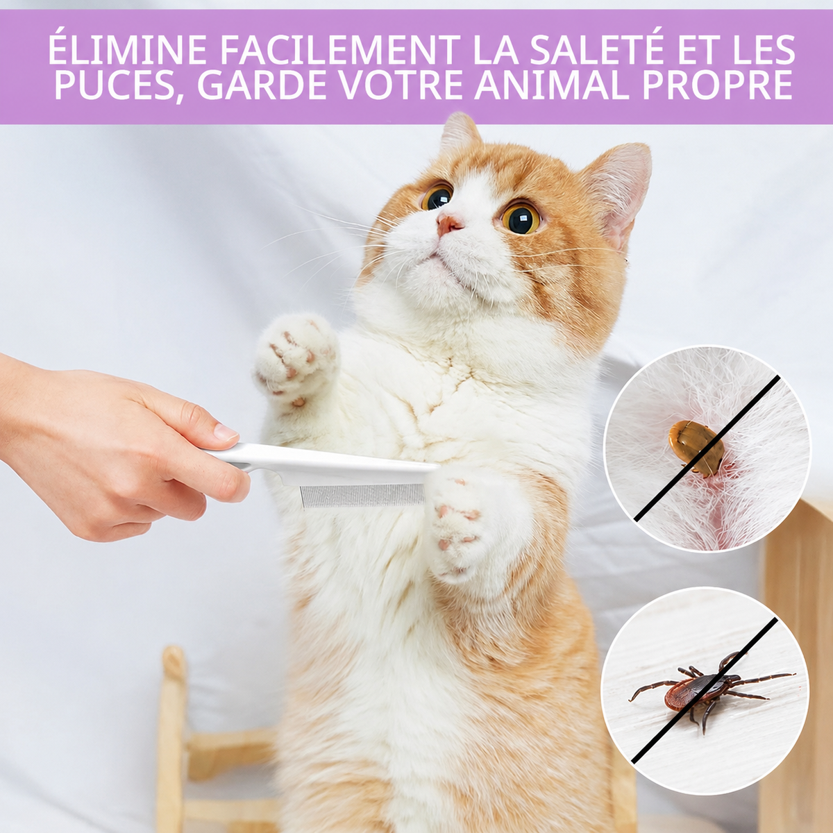 Peigne Anti-Puces pour Chats & Chiens