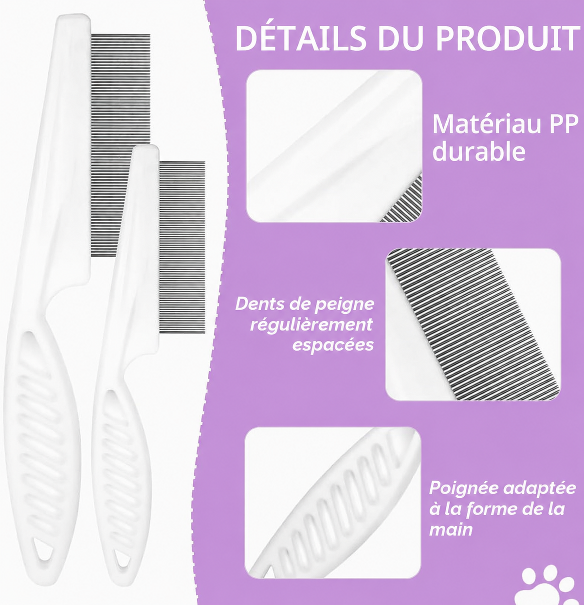 Peigne Anti-Puces pour Chats & Chiens